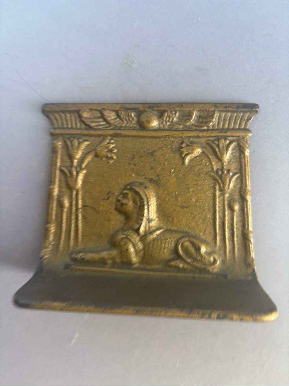 Antique-Style Brass Cast Iron Sphinx Bookend Accent